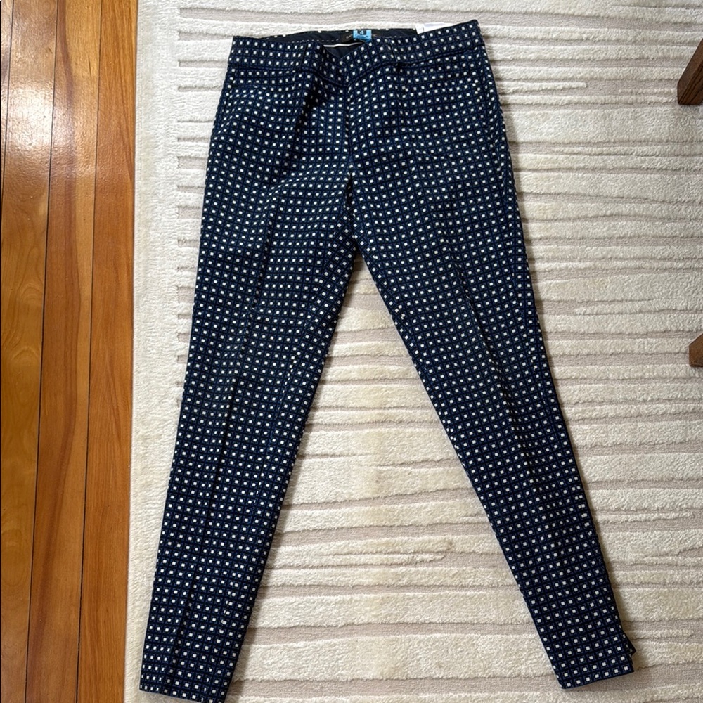 Banana Republic Navy and White Checkered Trousers